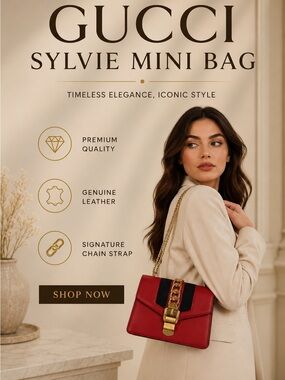 Gucci Red and Black Sylvie Mini Bag with Gold Chain